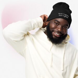 Organic ribbed beanie Slogan White