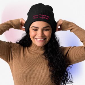 Organic ribbed beanie Slogan Pink