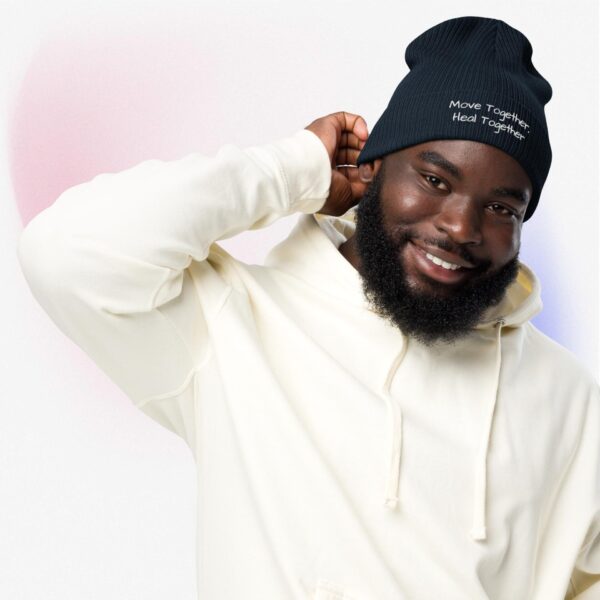Organic ribbed beanie Slogan White - Image 2