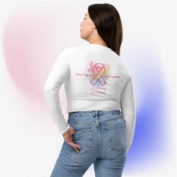 Recycled long-sleeve crop top "In October we wear Pink" - Image 2