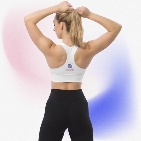 Recycled Longline Sports Bra "In October we wear Pink" - Image 2