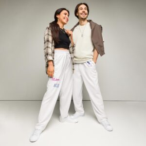 Wide-leg joggers with "Team ALGSO" and Logo+Slogan