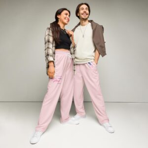 Wide-leg joggers "In October we wear pink"