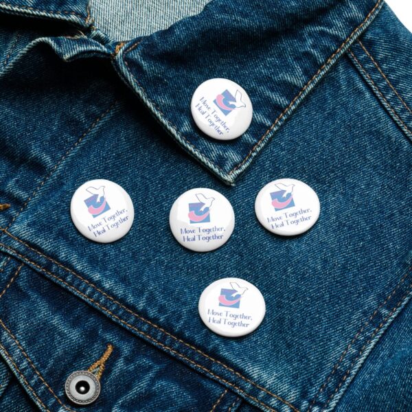 Set of pin buttons Logo and Slogan